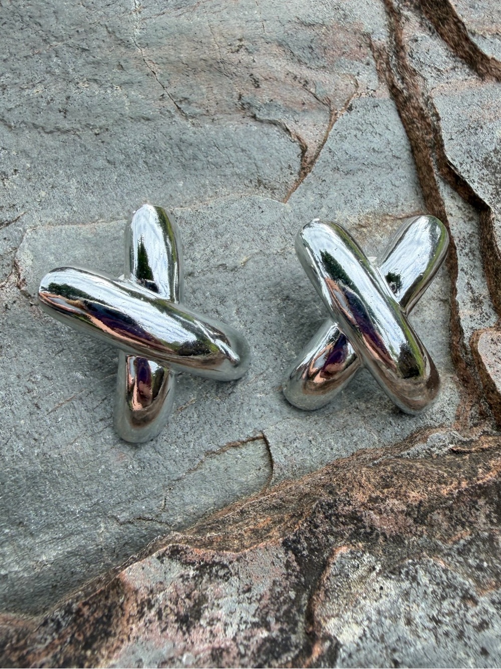 Vintage Silver Cross Knot Post Earrings